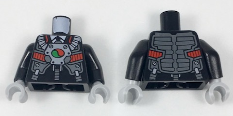 Lego Torso Business Suit and Tie with Breathing Apparatus and Octan Logo Pattern / Black Arms / Light Bluish Gray Hands