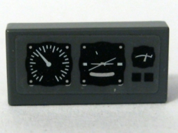 Lego Tile 1 x 2 with Three Black and White Gauges Pattern (Sticker) - Set 7683