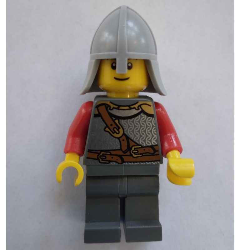 Lego Knight, Armor with Straps, Light Bluish Gray Helmet, Black Eyebrows
