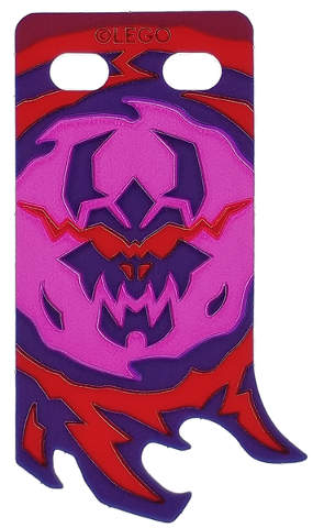 Lego Banner, Red and Dark Purple Energy, Dark Purple Dragon, Red Eyes with Magenta Background Print