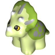 Lego Duplo Dinosaur Triceratops Baby with Lime Back and Light Bluish Gray Spots Print