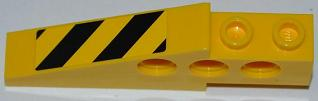 Lego Technic Slope 6 x 1 x 1 2/3 with Black and Yellow Danger Stripes Pattern Model Left Side (Sticker) - Set 7746