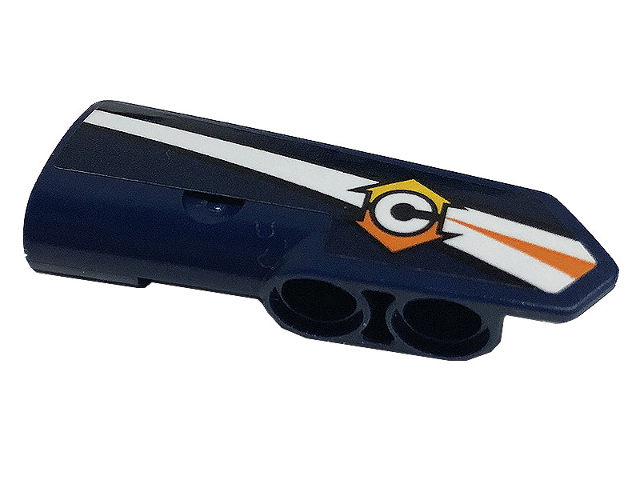 Lego Technic, Panel Fairing #22 Very Small Smooth, Side A with Orange and White Stripe, Letter C and Arrows Pattern (Sticker) - Set 42112