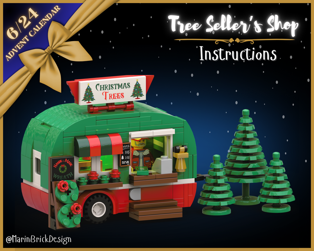 Lego Christmas Tree Seller Caravan Shop - Winter Village MOC