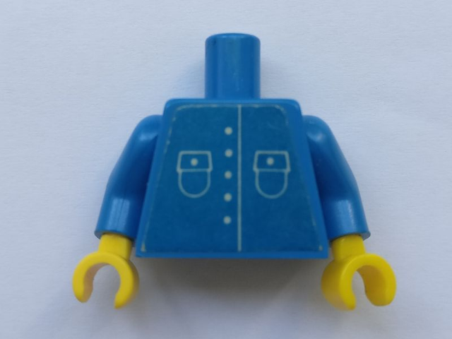Lego Torso Town Shirt with 5 Buttons and 2 Pockets and No Collar Pattern (Sticker) / Blue Arms / Yellow Hands