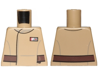 Lego Torso SW Jacket with Resistance Army Lieutenant Rank Badge and Reddish Brown Belt Pattern / Dark Tan