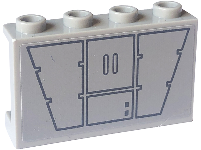 Lego Panel 1 x 4 x 2 with Side Supports - Hollow Studs with SW Wall Panels with Dark Bluish Gray Trapezoids and Rectangles Pattern (Sticker) - Set 75324