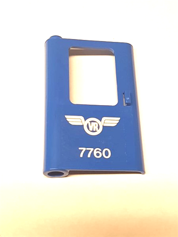 Lego Door 1 x 4 x 5 Train Left, Thin Support at Bottom with Finnish Train Logo and '7760' Pattern (Sticker) - Set 7760 / Blue