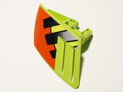 Lego Technic, Panel RC Car Mudguard Small, Left with Red Area and Black Stripes Pattern (Sticker) - Set 8675