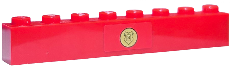Lego Brick 1 x 8 with Hogwarts Crest on Gold Circle Pattern (Sticker) - Set 4841