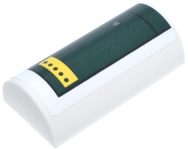 Lego Slope, Curved 2 x 4 Double with Groove with Dark Green Panel, Yellow Rectangle with Dots and Dark Bluish Gray Square Pattern (Sticker) - Set 75433