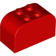 Lego Brick Curved 2 x 4 x 2 Double [Plain] / Red