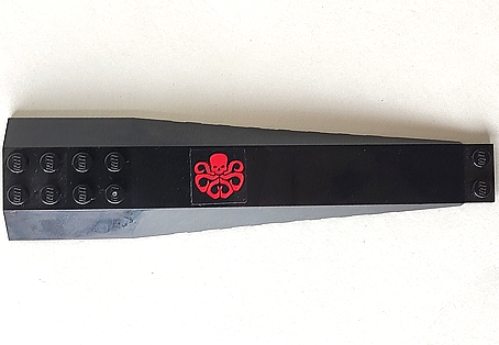 Lego Wedge 16 x 4 Triple Curved with Reinforcements with Red Octopus (Marvel Hydra Logo) Pattern Model Left Side (Sticker) - Set 76048