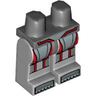 Lego Hips and Light Bluish Gray Legs with Silver Armor with Red Vertical Lines and Silver Boots Print / Dark Bluish Gray