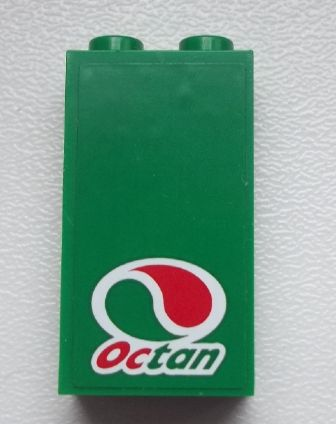 Lego Panel 1 x 2 x 3 with Side Supports - Hollow Studs with Octan Logo Pattern (Sticker) - Set 60025 / Green
