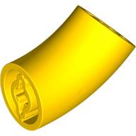 Lego Brick Round 2 x 2 D. Tube with 45° Elbow and Axle Holes (Crossholes) at Each End [LONG] / Yellow