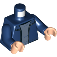 Lego Torso Sweater with Zipper and Medium Blue Shirt Print (Harry Potter), Dark Blue Arms, Light Nougat Hands / Dark Blue