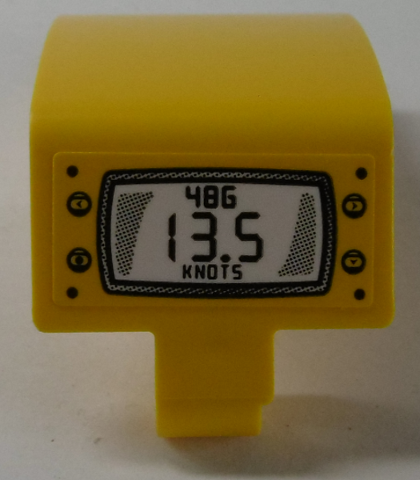 Lego Technic, Panel Curved 3 x 5 x 3 with Black '48G 13.5 KNOTS' on White Screen, 4 Knobs Pattern (Sticker) - Set 42074 / Yellow