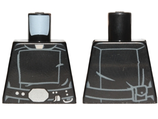 Lego Torso SW Jedi Robe, Belt with Silver Accessories Pattern / Black