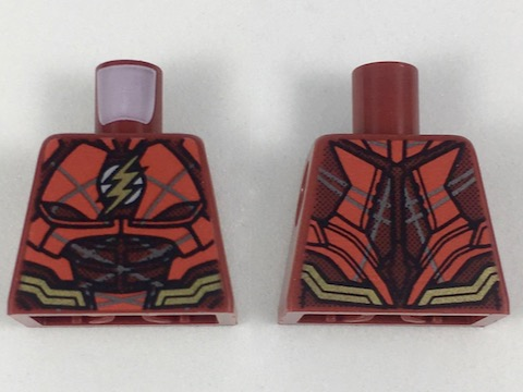 Lego Torso Armor with Red Panels, Gold Belt and Lightning Logo Pattern / Dark Red