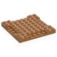 Lego Plate Special 8 x 8 x 2/3 with Four 1 x 4 Recessed Edges / Medium Nougat