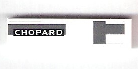 Lego Tile 1 x 4 with 'CHOPARD' and Dark Bluish Gray Markings Pattern Model Left Side (Sticker) - Set 75876