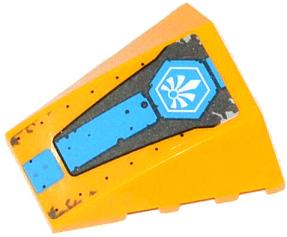 Lego Wedge 4 x 4 Triple Curved No Studs with White Chima Logo in Hexagon and Dark Azure Stripe Pattern (Sticker) - Set 70129