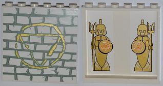 Lego Panel 1 x 6 x 5 with 2 Mermen on Inside and Stone Wall on Outside Pattern (Stickers) - Set 7985