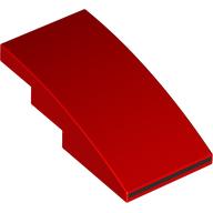 Lego Brick Curved 4 x 2 No Studs with Black Stripe on Front Print / Red