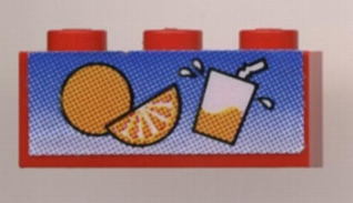 Lego Brick 1 x 3 with Orange and Juice Glass Pattern (Sticker) - Set 6561