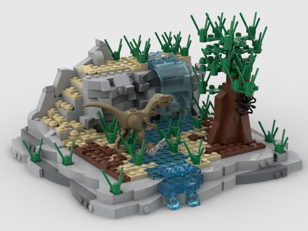 Lego Dinosaurs diorama walks in a stream #2