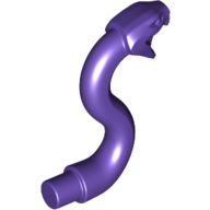 Lego Animal, Snake Head with Open Mouth, Fangs and Curved Neck with Bar / Dark Purple