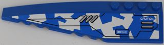 Lego Wedge 12 x 3 Left with Silver Vents and 'CAUTION' on Blue and White Camouflage Pattern (Sticker) - Set 8118