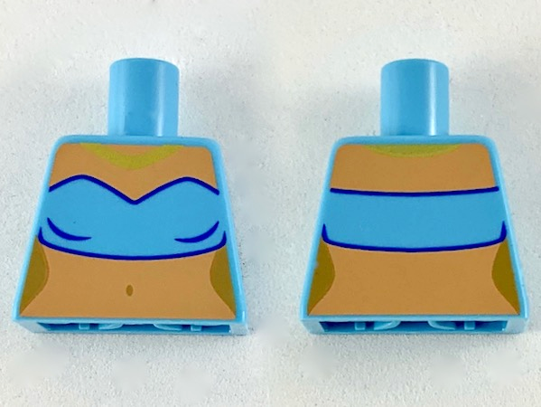 Lego Torso Female Tube Top, Gold Necklace, Nougat Neck and Midriff Pattern / Medium Azure