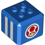 Lego Brick Special Cube with 2 x 2 Studs on Top with Toad, White Stripes print