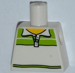 Lego Torso Shirt with Collar and Lime Stripes, Yellow Neck Pattern / White