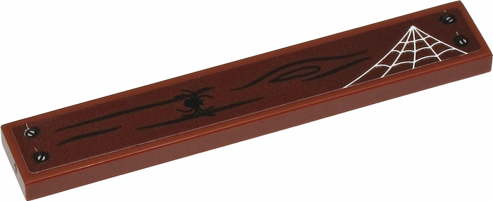 Lego Tile 1 x 6 with Wood Grain, 4 Screws, Spider and Web on Dark Brown Background Pattern (Sticker) - Set 40423