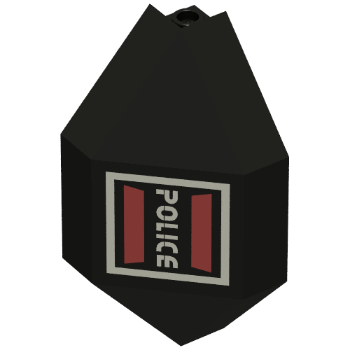 Lego Panel 3 x 3 x 6 Corner Convex with Space Police I Logo Print Right / Black