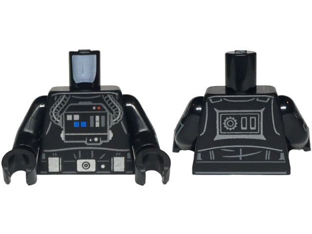Lego Torso SW TIE Pilot, Life Support System, Tubes, Belt with Buckle, Boxes and Dot, Creases on Back Pattern / Black Arms with Imperial Logo Pattern / Black Hands