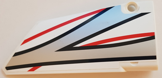 Lego Technic, Panel Fairing #18 Large Smooth, Side B with Black, Red and Silver Stripes Pattern (Sticker) - Set 42000