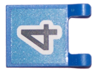 Lego Flag 2 x 2 Square with Flat Edge with Black Number 4 on Blue Background Pattern (Sticker) - Sets 3420 / 3425