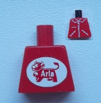 Lego Torso Zipper Straight on Jacket with Arla Dairy Logo on Back Pattern (Sticker) / Red