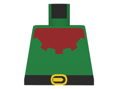 Lego Torso Castle Forestman with Red Collar, Black Belt, and Yellow Buckle Pattern / Green