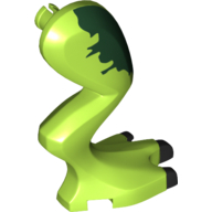 Lego Animal Body Part, Dinosaur, Dilophosaurus Leg, Right, with Black Claws and Dark Green Spots print / Lime