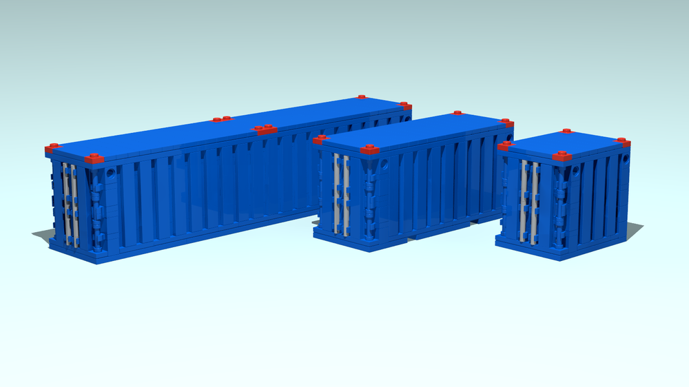 Lego Shipping Containers 40 ft, 20 ft, 10 ft (32, 16, 8 stud)