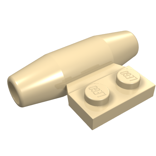 Lego Engine - Smooth, Small 1 x 2 Side Plate [With Axle Holders] / Tan