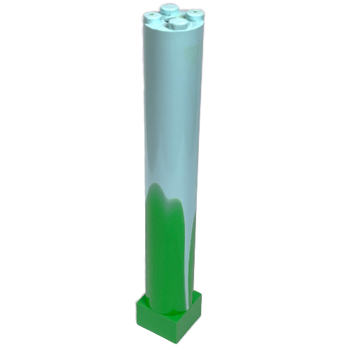 Lego Support 2 x 2 x 11 Solid Pillar with Marbled Aqua Top Pattern
