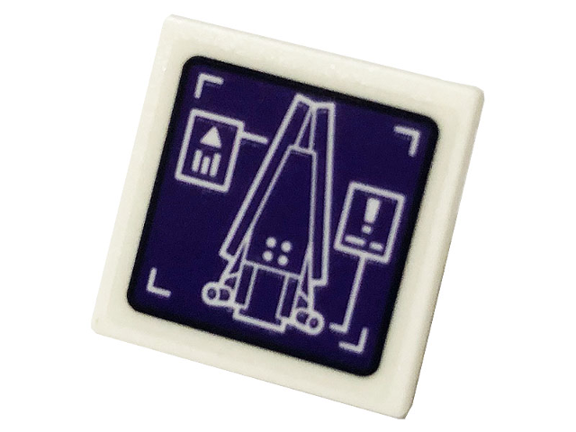 Lego Road Sign 2 x 2 Square with Open O Clip with Monitor with Wakanda Tower Pattern (Sticker) - Set 76103