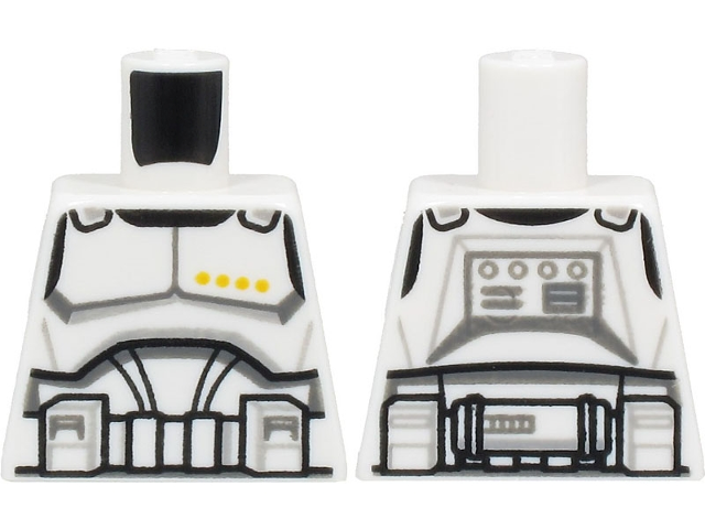 Lego Torso SW Armor Clone Trooper Commander Black Belt and 4 Bright Light Orange Dots Pattern / White