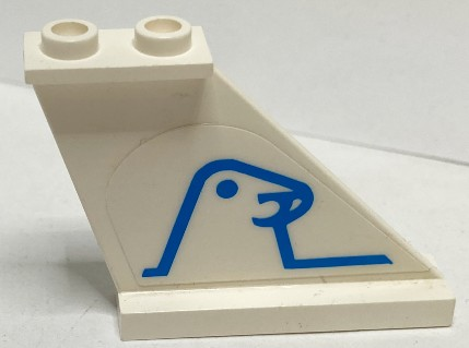 Lego Tail 4 x 1 x 3 with Blue Silja Line Seal Logo Pattern Model Right Side (Sticker) - Set 1998 / White
